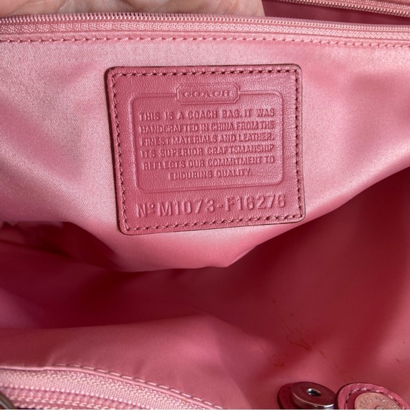 Coach Canvas Tote Pink Leather Purse Floral 3D Applique - Picture 13 of 14